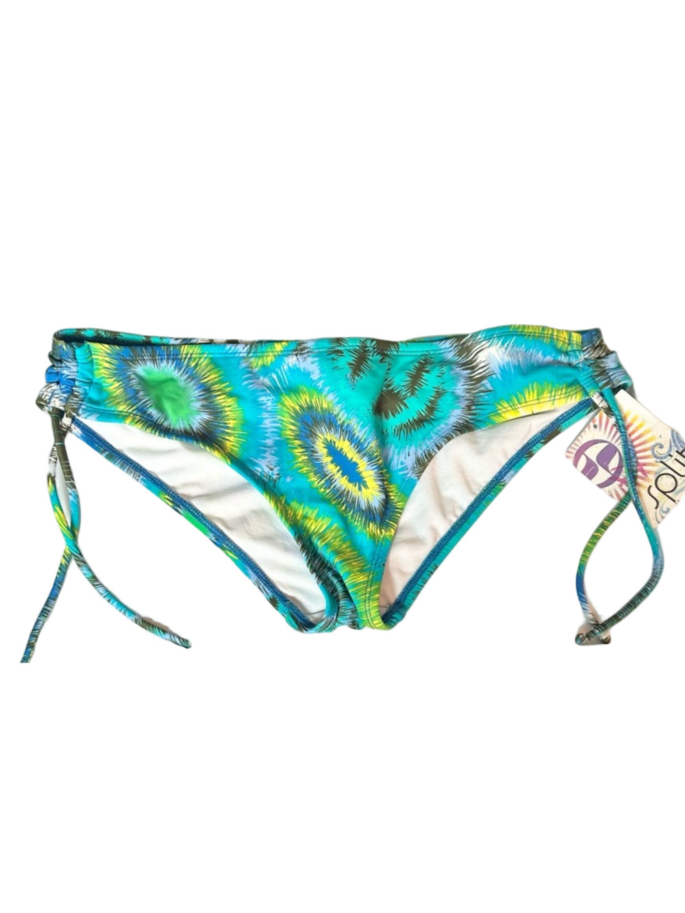 Split Tie-Dye Blue & Green Bikini Bottoms Size Large NWT